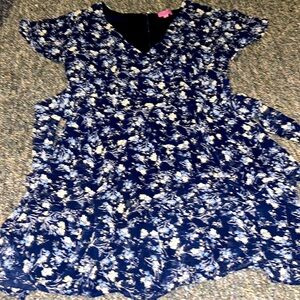 FRANCESCAS MIAMI XS BLUE & YELLOW TIE BACK FLORAL RUFFLED TIERED ROMPER